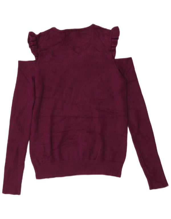 Dkny Maglione da donna con scollo a barchetta e spalle scoperte UK 10 piccolo viola