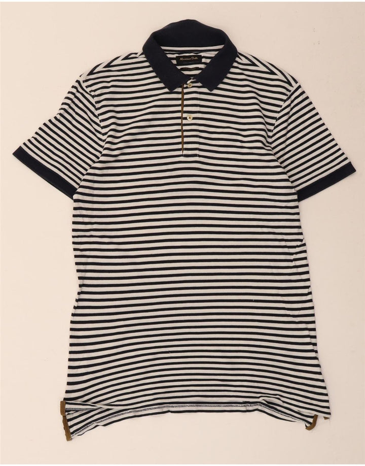 Polo da uomo Massimo Dutti in cotone a righe grandi bianche