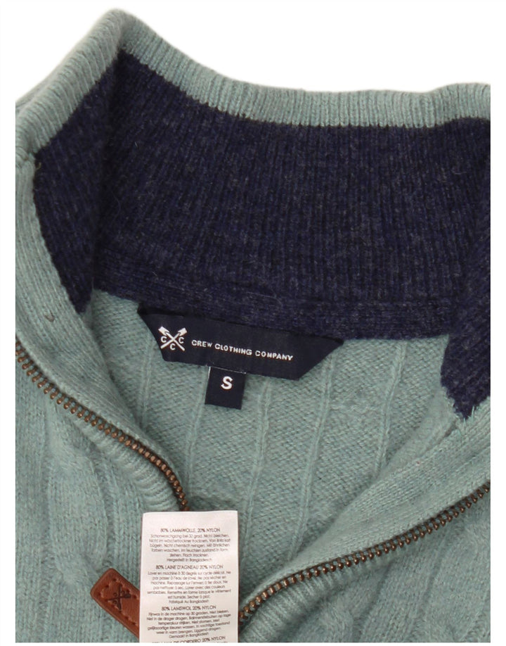 Crew Clothing Maglione da uomo con zip e collo piccolo in lana verde