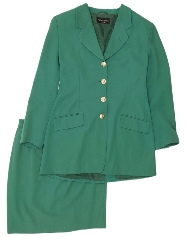 Set gonna da donna in 2 pezzi a 4 bottoni Antonio Fusco IT 42 medio W26 lana verde