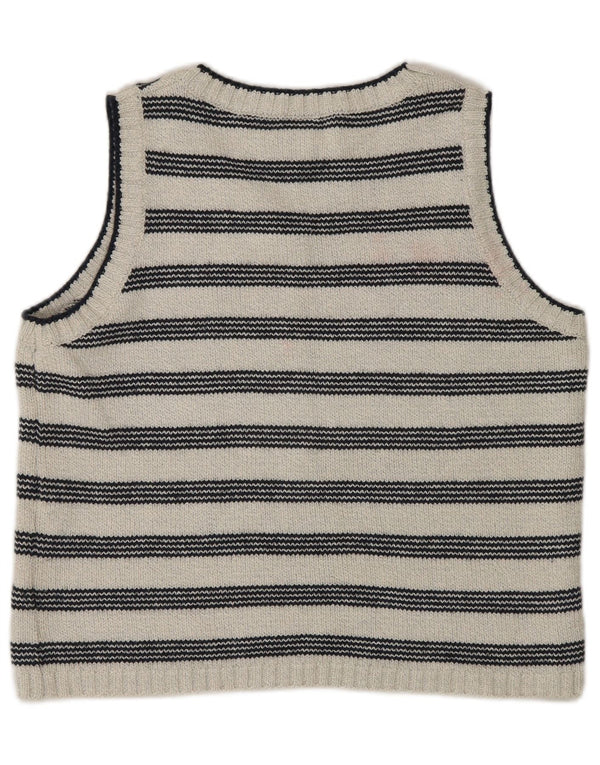 Canotta da donna vintage canotta UK 14 cotone a righe bianco sporco medio