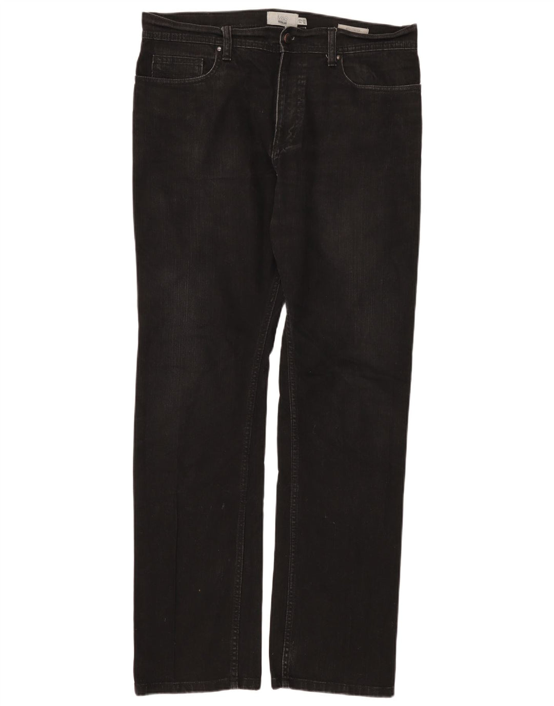 Jeans dritti regolari da uomo Marks & Spencer W34 L33 cotone nero