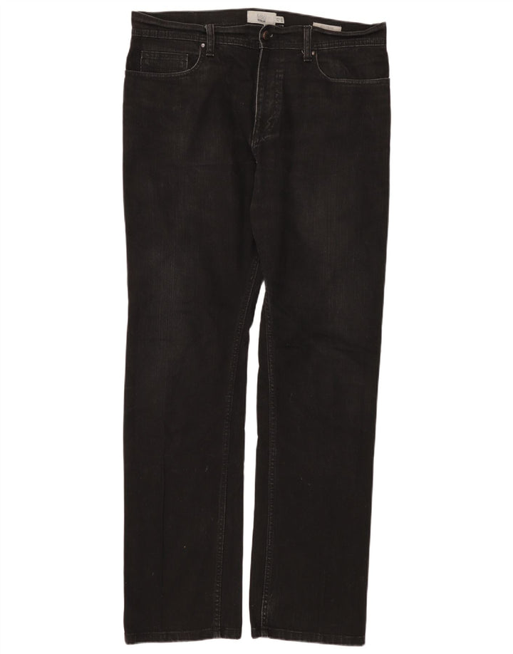 Jeans dritti regolari da uomo Marks & Spencer W34 L33 cotone nero