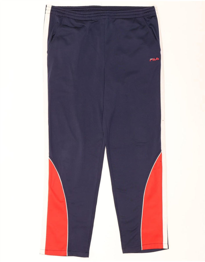 Pantaloni da tuta da uomo Fila in poliestere color block medio blu navy
