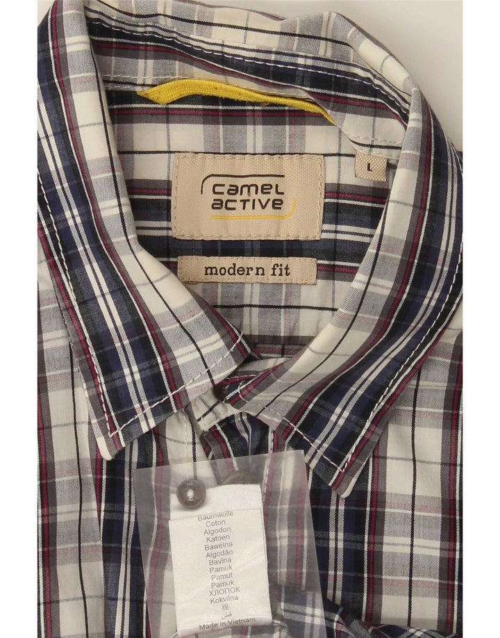Camicia da uomo Camel Active in cotone a quadri grandi blu