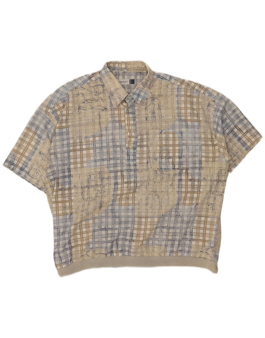Camicia pullover a maniche corte da uomo Concret 2XL a quadri beige