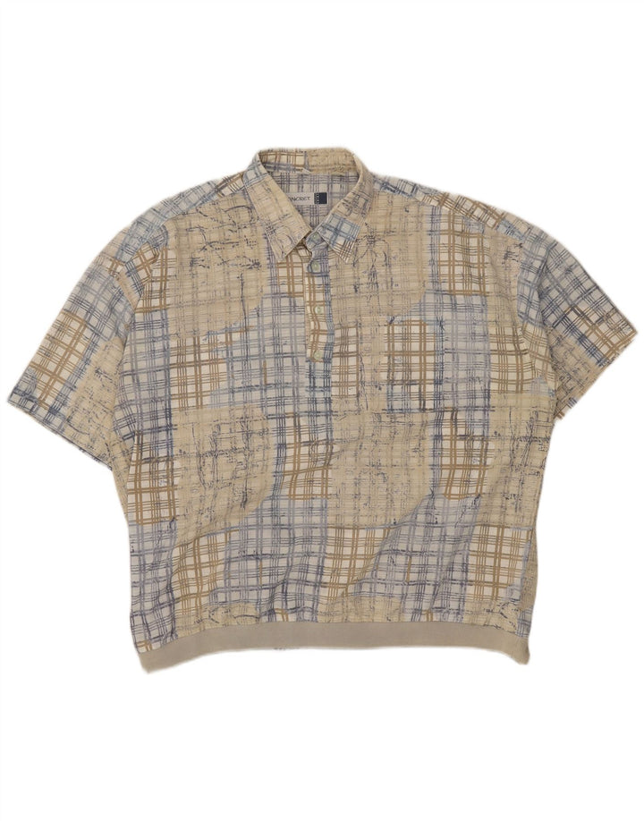 Camicia pullover a maniche corte da uomo Concret 2XL a quadri beige