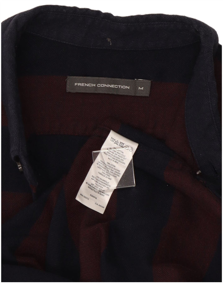 Camicia da uomo in flanella French Connection, cotone a righe bordeaux medio