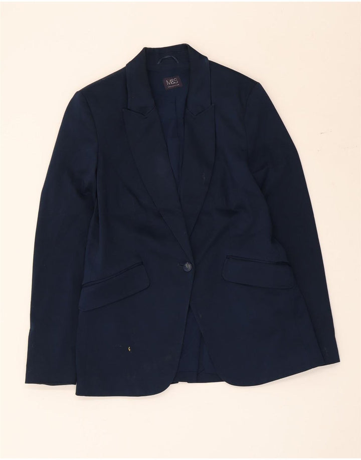 Giacca blazer a 1 bottone Marks & Spencer da donna UK 10 piccola in cotone blu navy