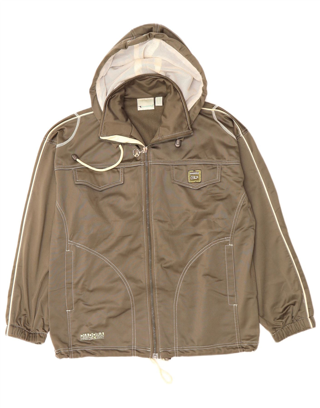 DIADORA Giacca da tuta oversize con cappuccio da donna UK 10 Small Grigio