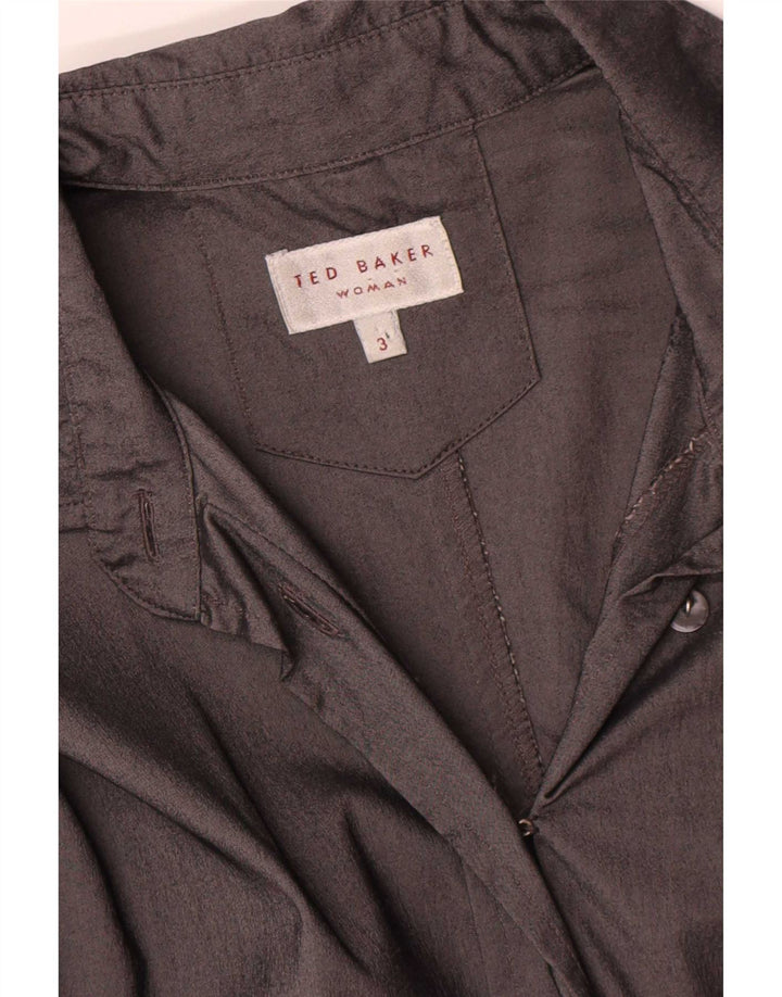 Abito camicia a maniche lunghe da donna Ted Baker taglia 3 acetato grigio medio