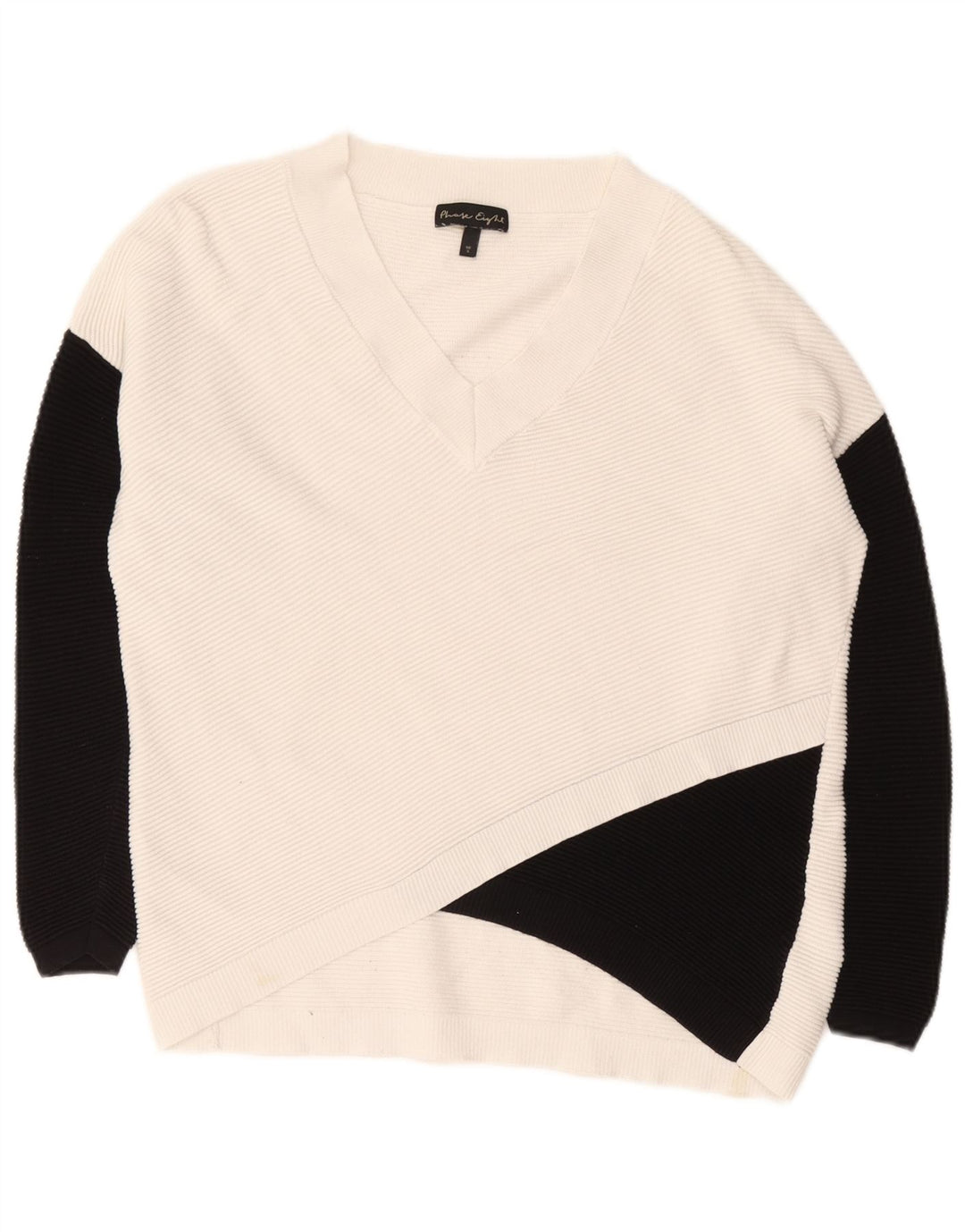 Maglione da donna con scollo a V Phase Eight UK 10 Small White Colourblock