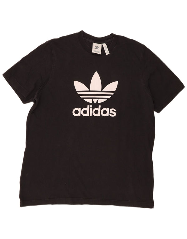 T-shirt grafica da uomo Adidas Top grande in cotone nero