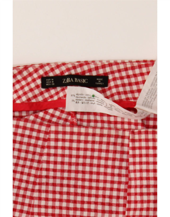 ZARA Womens Casual Shorts Medium W28  Red Gingham Cotton