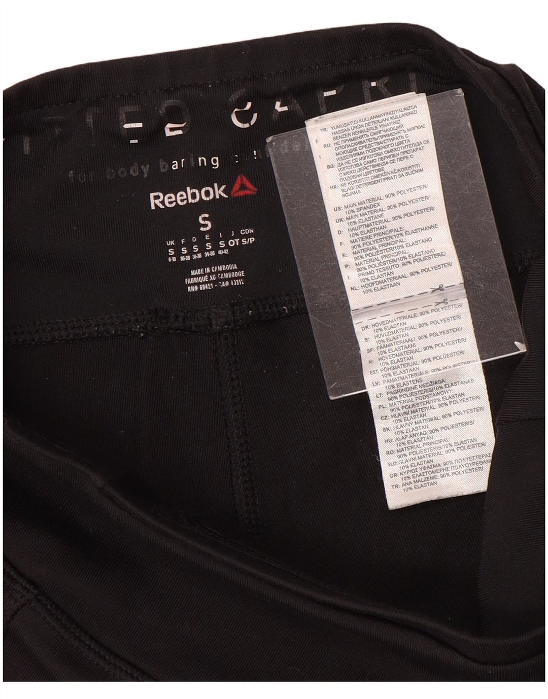 Leggings Reebok Donna Capri UK 8/10 Small Nero Poliestere