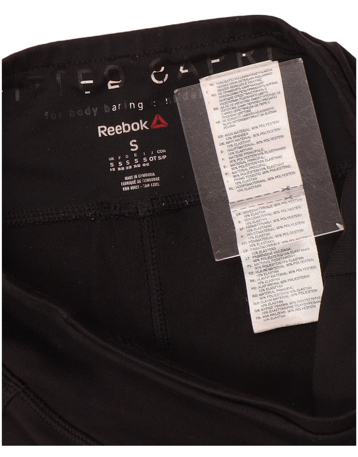 Leggings Reebok Donna Capri UK 8/10 Small Nero Poliestere