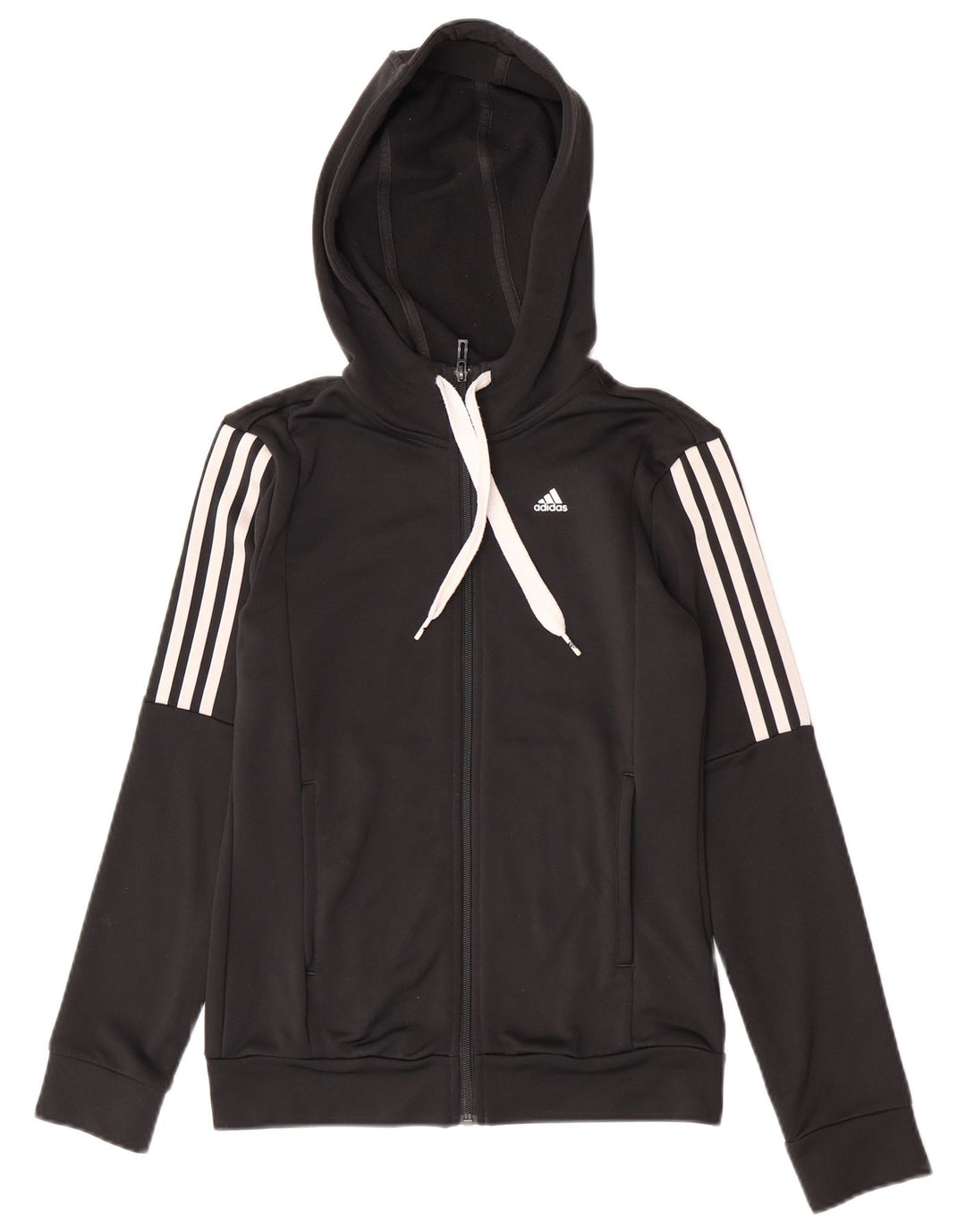 Maglione con cappuccio e zip da donna Adidas UK 8/10 piccolo poliestere nero