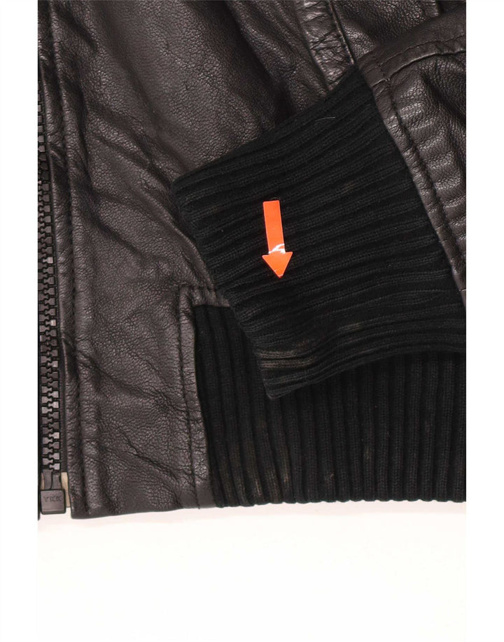 Giacca in pelle da uomo Jack & Jones UK 36 piccola nera