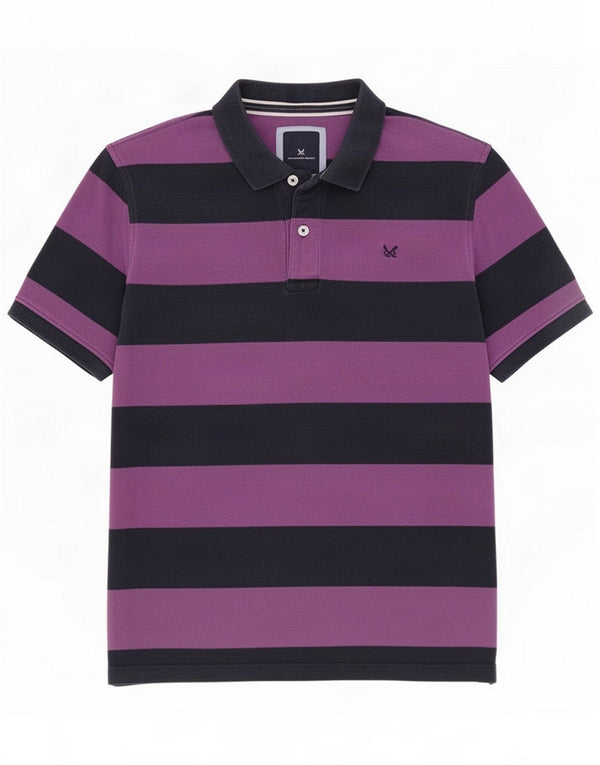 Crew Clothing Polo da rugby da uomo in cotone a righe viola grande