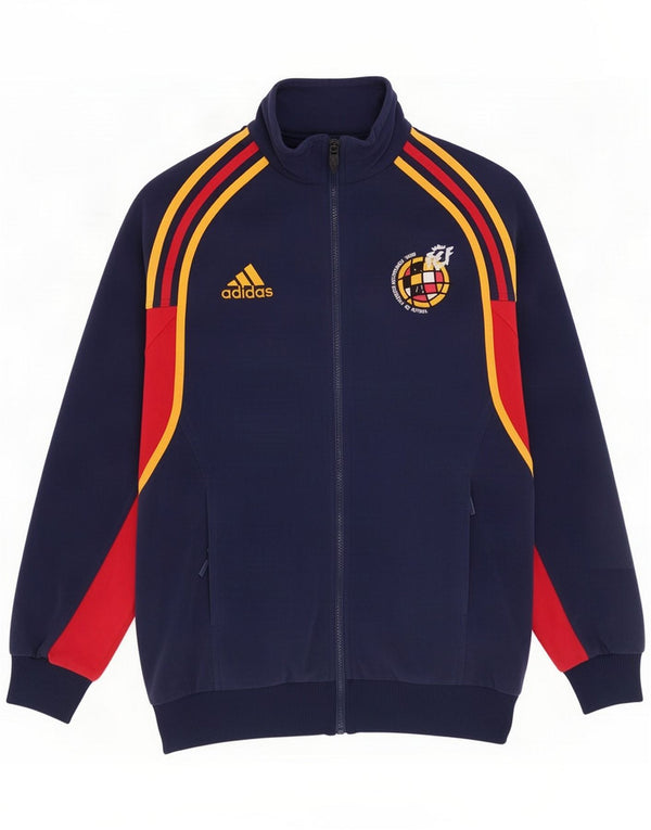 Adidas Boys Tracksuit Top Jacket 13-14 Years Navy Blue Colourblock
