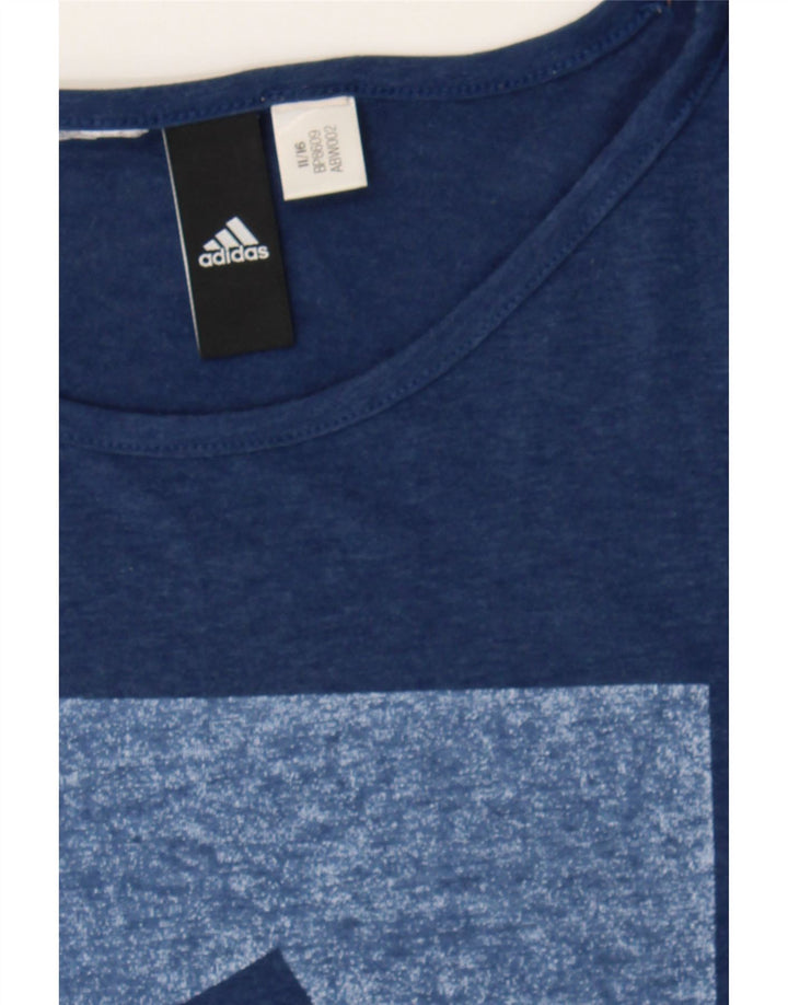 ADIDAS Womens Graphic T-Shirt Top UK 14 Medium Navy Blue Vintage Adidas and Second-Hand Adidas from Messina Hembry 