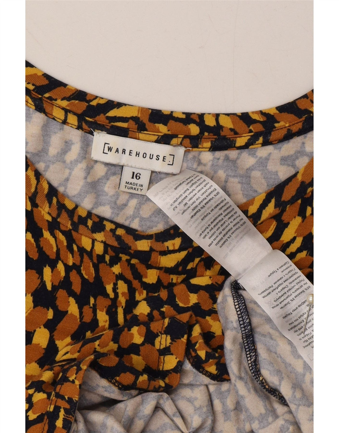 WAREHOUSE Womens Sheath Dress UK 16 Large Brown Animal Print Polyester Vintage Warehouse and Second-Hand Warehouse from Messina Hembry 