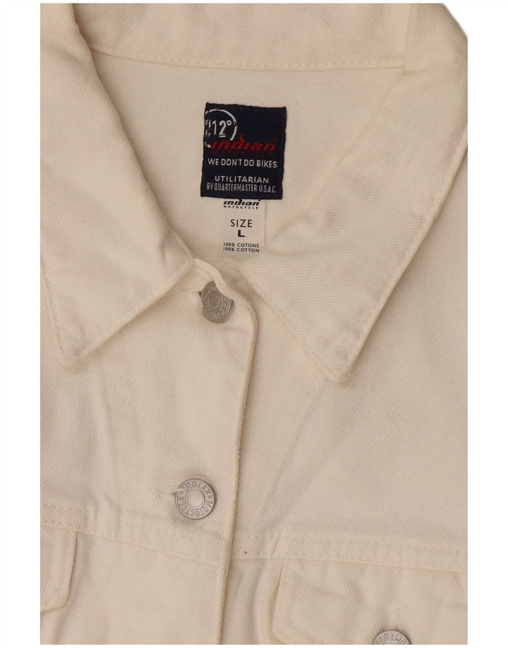 Giacca di jeans corta da donna Indian Motocycle UK 14 grande cotone bianco