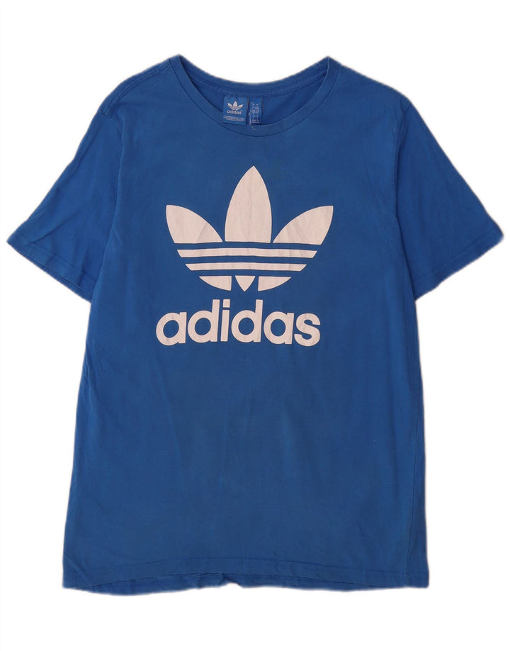 T-shirt grafica da uomo Adidas Top grande in cotone blu
