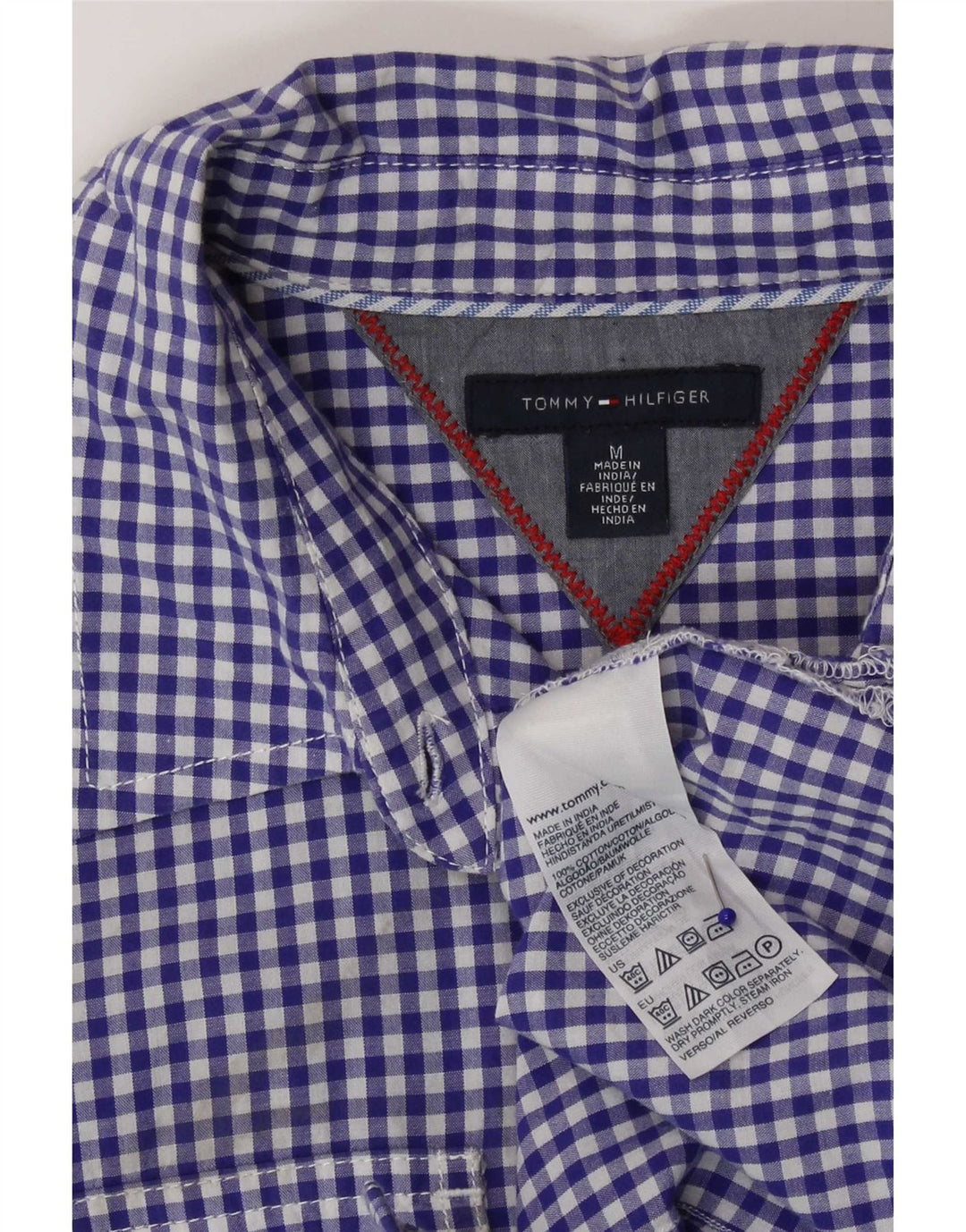 Camicia da donna Tommy Hilfiger UK 12 cotone a quadretti blu medio