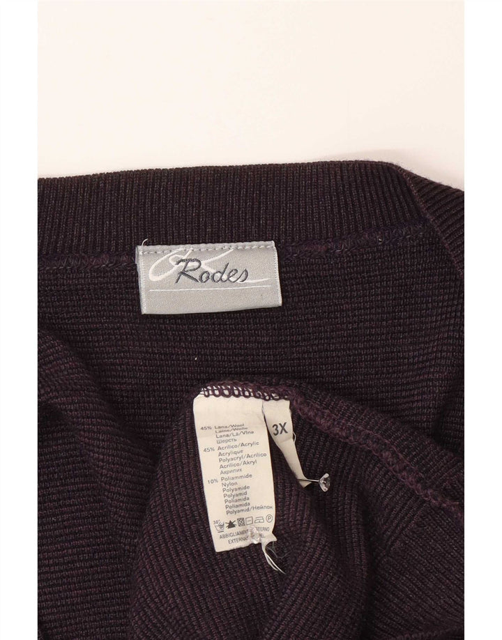 Maglione cardigan da uomo Rodes 2XL Viola Argyle/Lana diamante