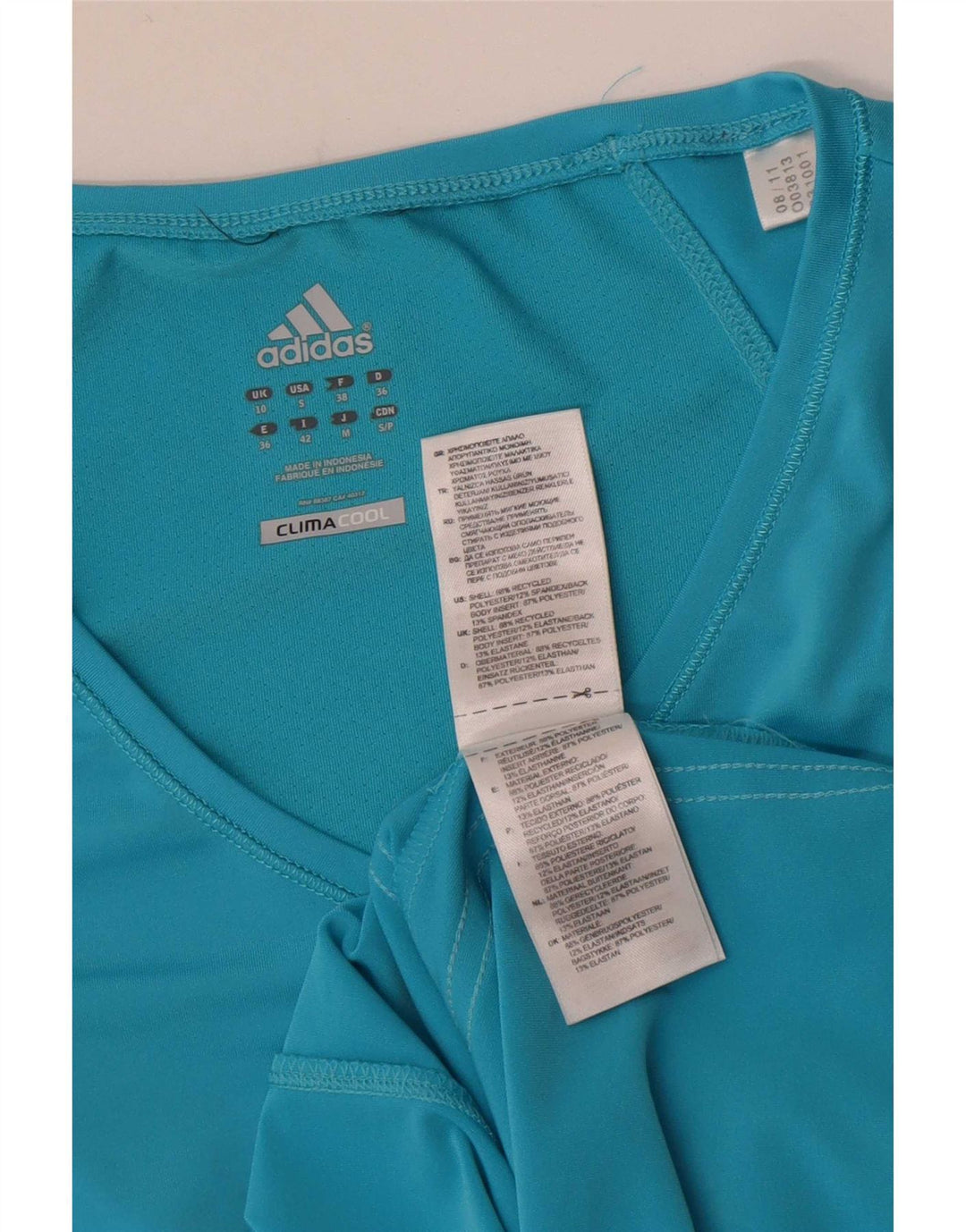 Maglietta Adidas Climacool da donna Top UK 10 Small Blu Poliestere