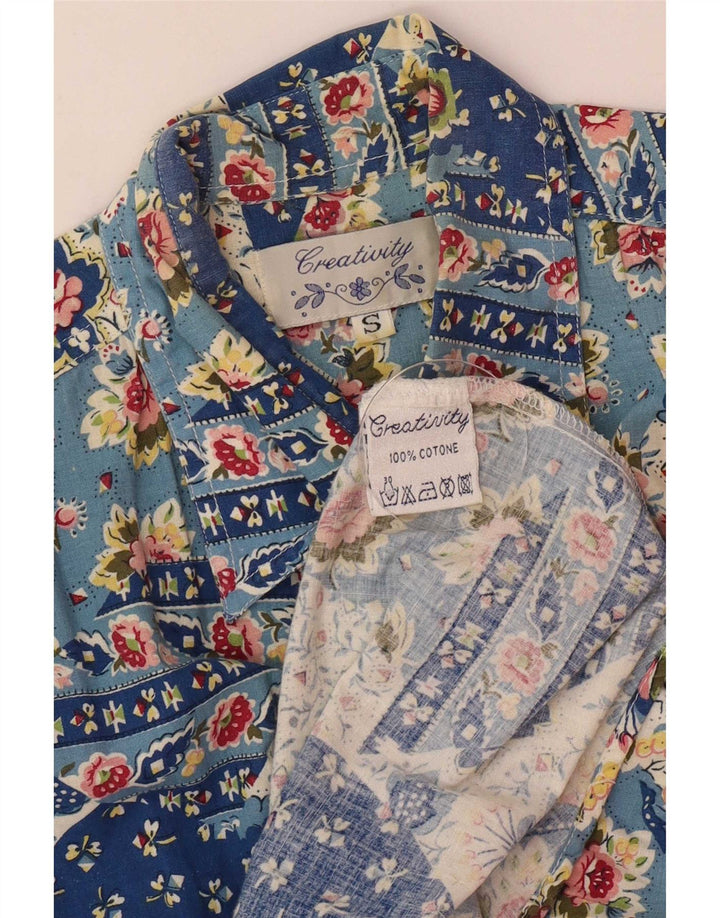 Camicia a maniche corte da donna Creativity UK 10 Piccolo cotone patchwork blu