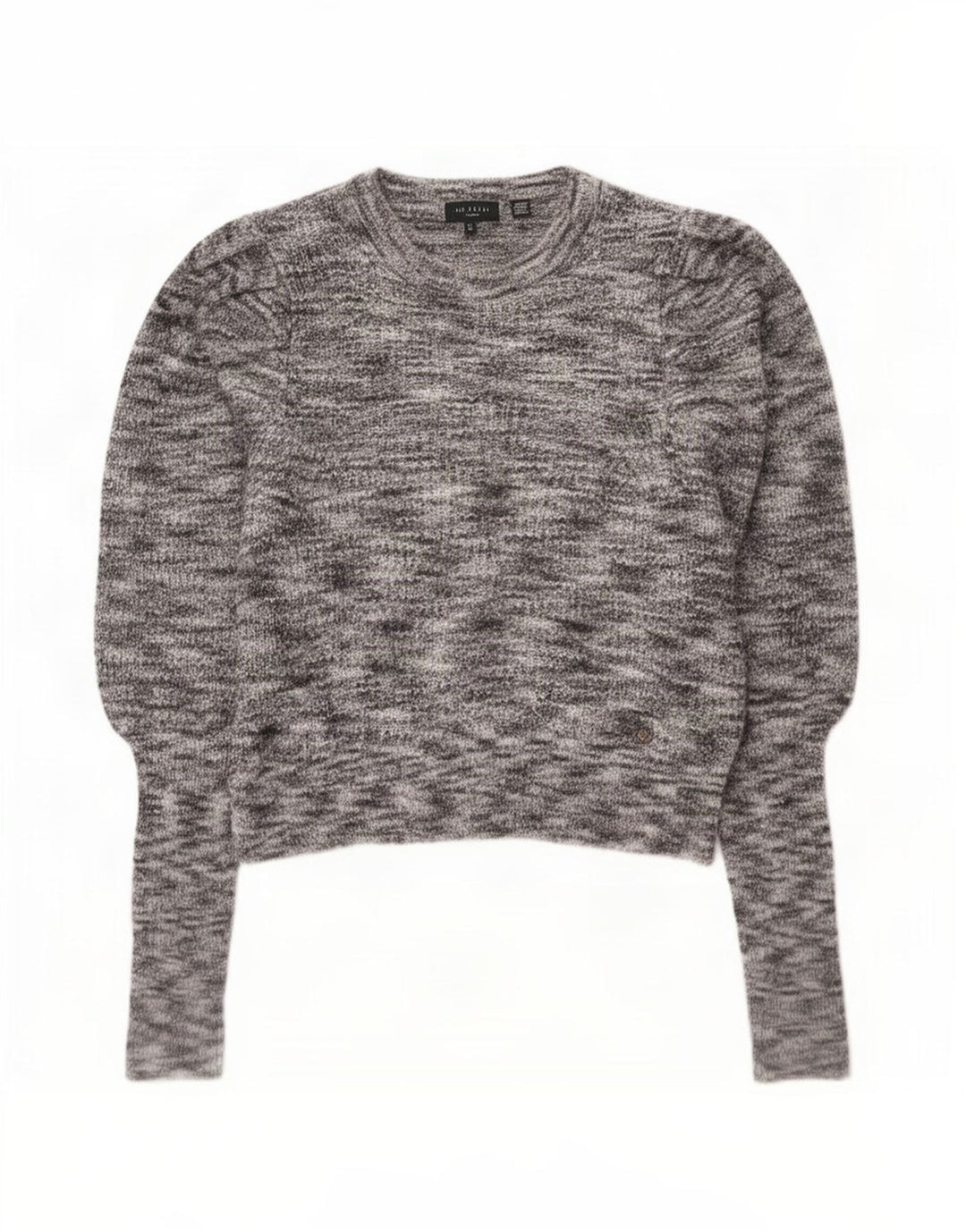 Maglione corto da donna con scollo a barca Ted Baker taglia 2 piccolo grigio screziato