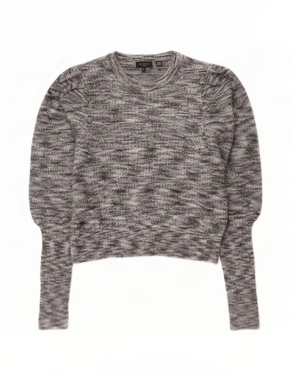 Maglione corto da donna con scollo a barca Ted Baker taglia 2 piccolo grigio screziato