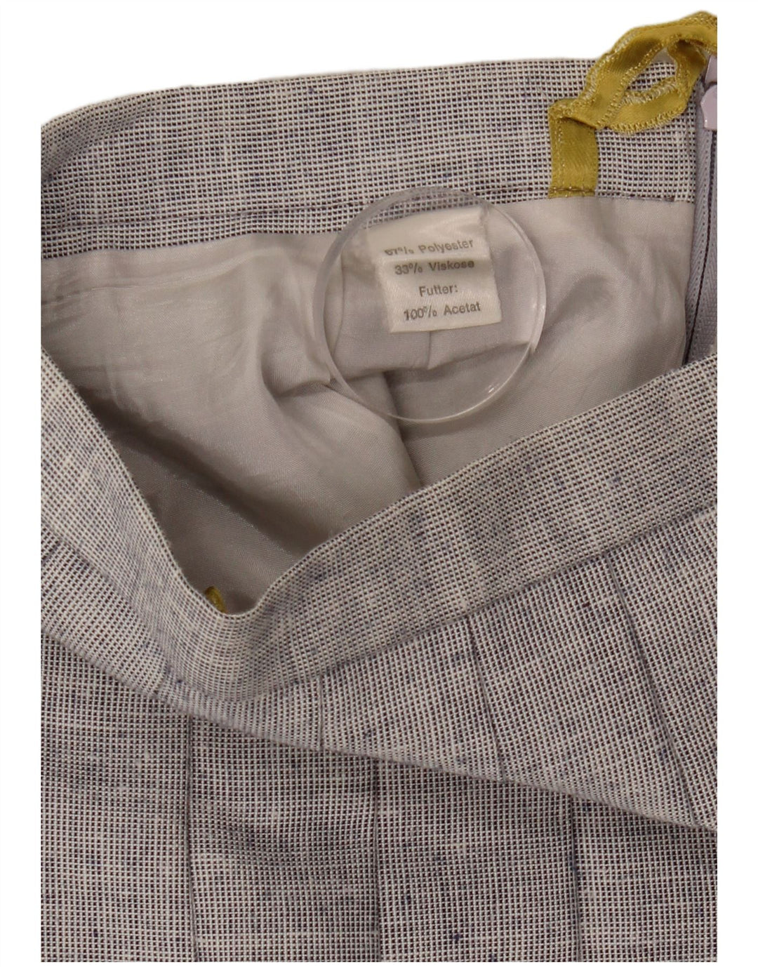 Gonna a pieghe midi da donna vintage W26 piccola in poliestere grigio