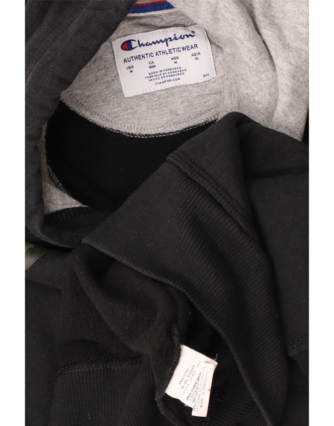 Maglione con cappuccio grafico da uomo Champion in cotone nero medio