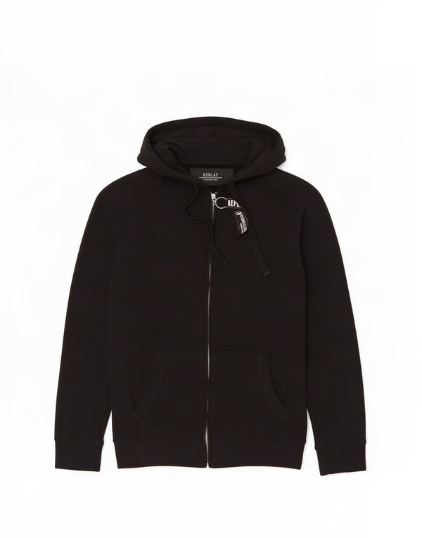 Replay Mens Zip Hoodie Sweater Large Black Cotton