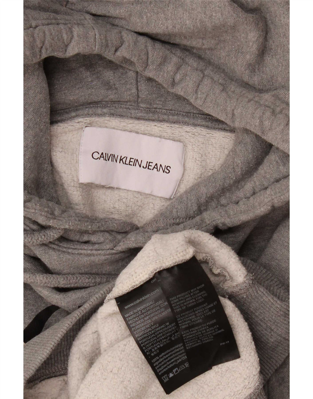 Felpa con cappuccio grafica da donna Calvin Klein Jeans in cotone grigio medio