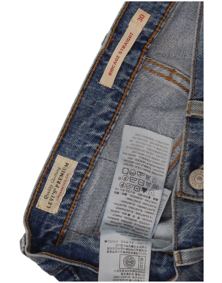 Jeans dritti effetto consumato a gabbia toracica da donna LEVI'S W30 L29 cotone blu