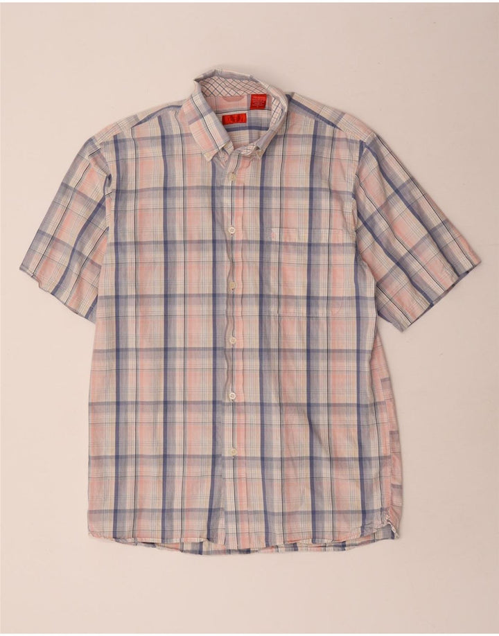 Camicia a maniche corte da uomo IZOD in cotone a quadri rosa piccolo
