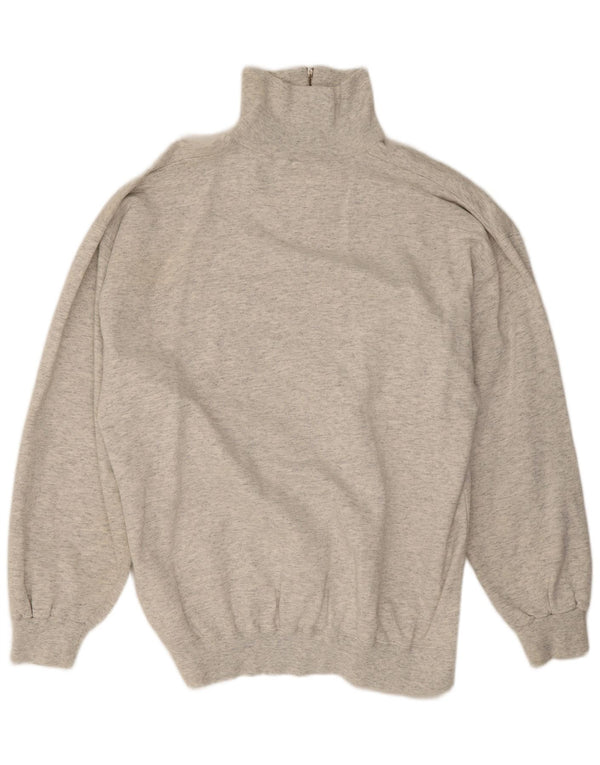 Felpa Champion da uomo con zip e collo, maglione XL, cotone chiazzato grigio