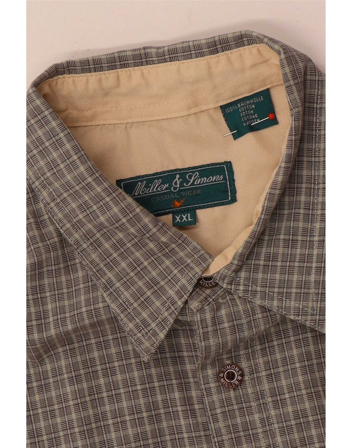 Camicia da uomo Miller & Simons 2XL in cotone a quadri grigio