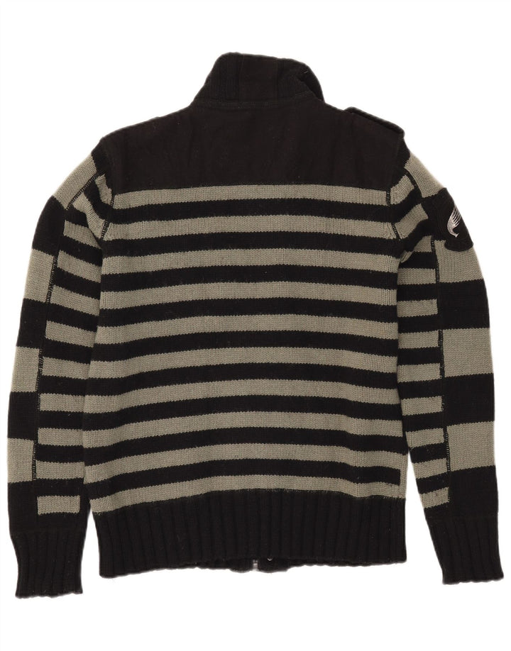 Jack & Jones Maglione cardigan con zip intera militare da uomo a righe nere medie