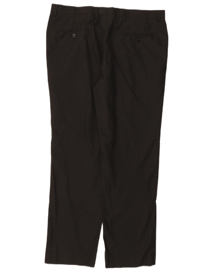 TOMMY HILFIGER Pantaloni da abito dritti da uomo W40 L31 poliestere nero