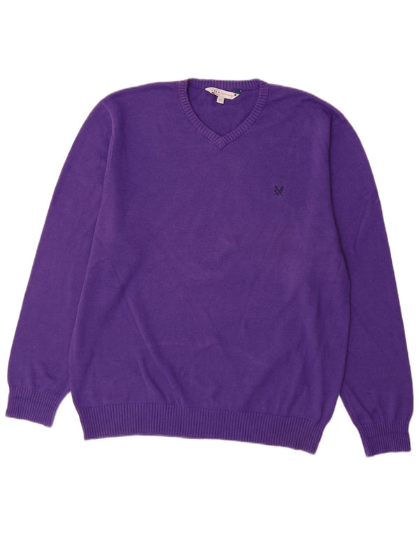 Crew Clothing Maglione da uomo con scollo a V XL in cotone viola