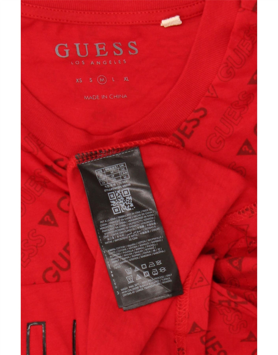 T-shirt grafica da uomo GUESS Top rosso medio in cotone