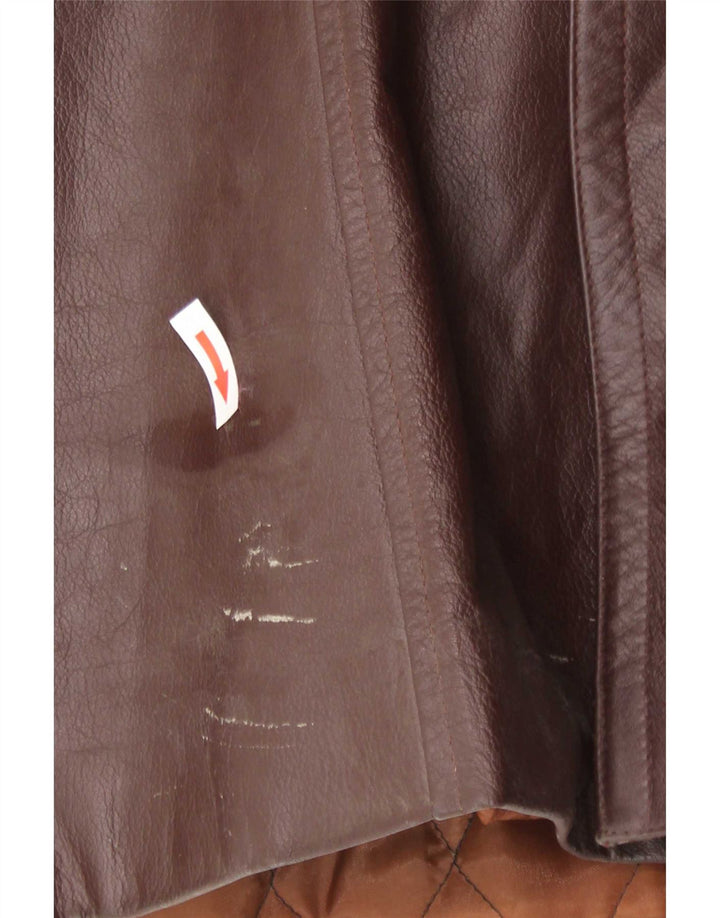 Trench in pelle da uomo vintage UK 36 piccolo marrone