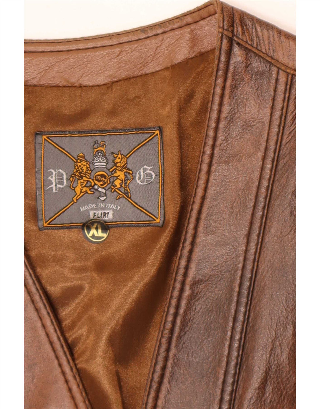 Gilet in pelle vintage da uomo XL marrone