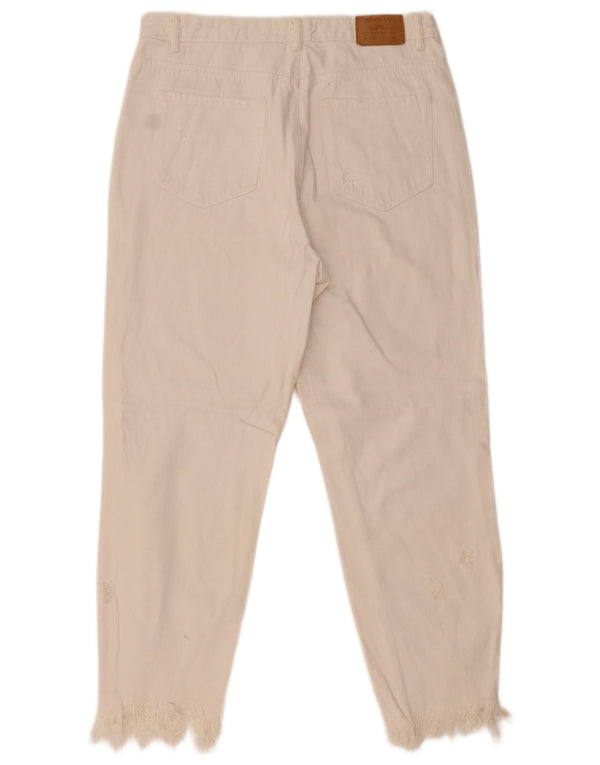 Jeans affusolati effetto vissuto Zara da donna EU 42 Large W32 L26 Bianco