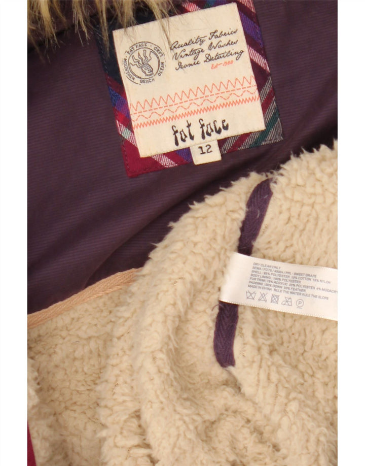 Gilet imbottito con cappuccio da donna Fat Face UK 12 Poliestere viola medio